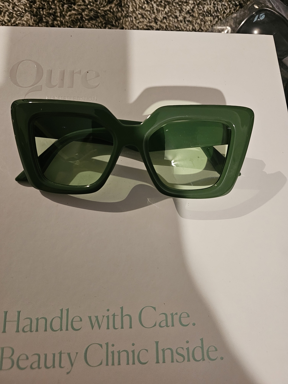 Bold Green Square Cat-Eye Sunglasses for Women